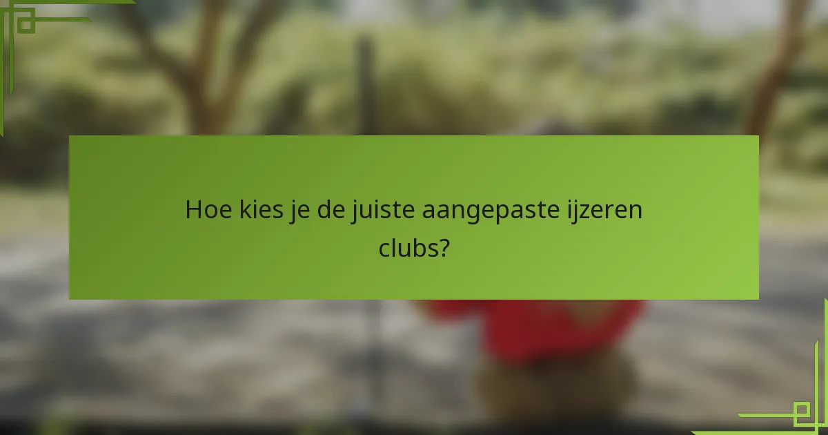 Hoe kies je de juiste aangepaste ijzeren clubs?