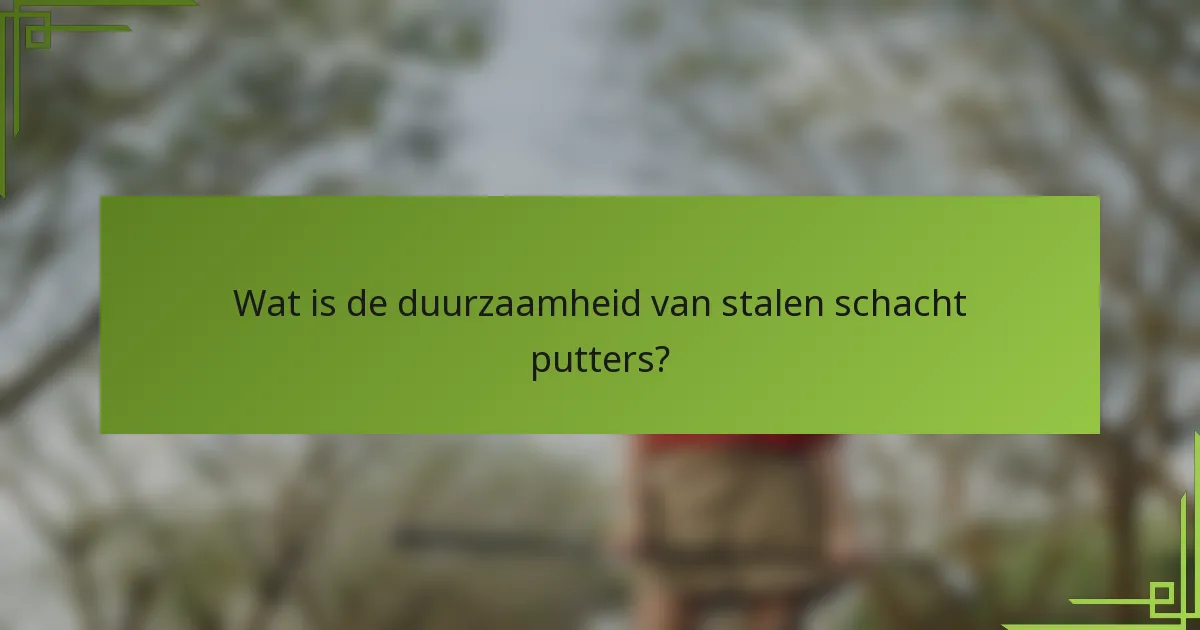 Wat is de duurzaamheid van stalen schacht putters?