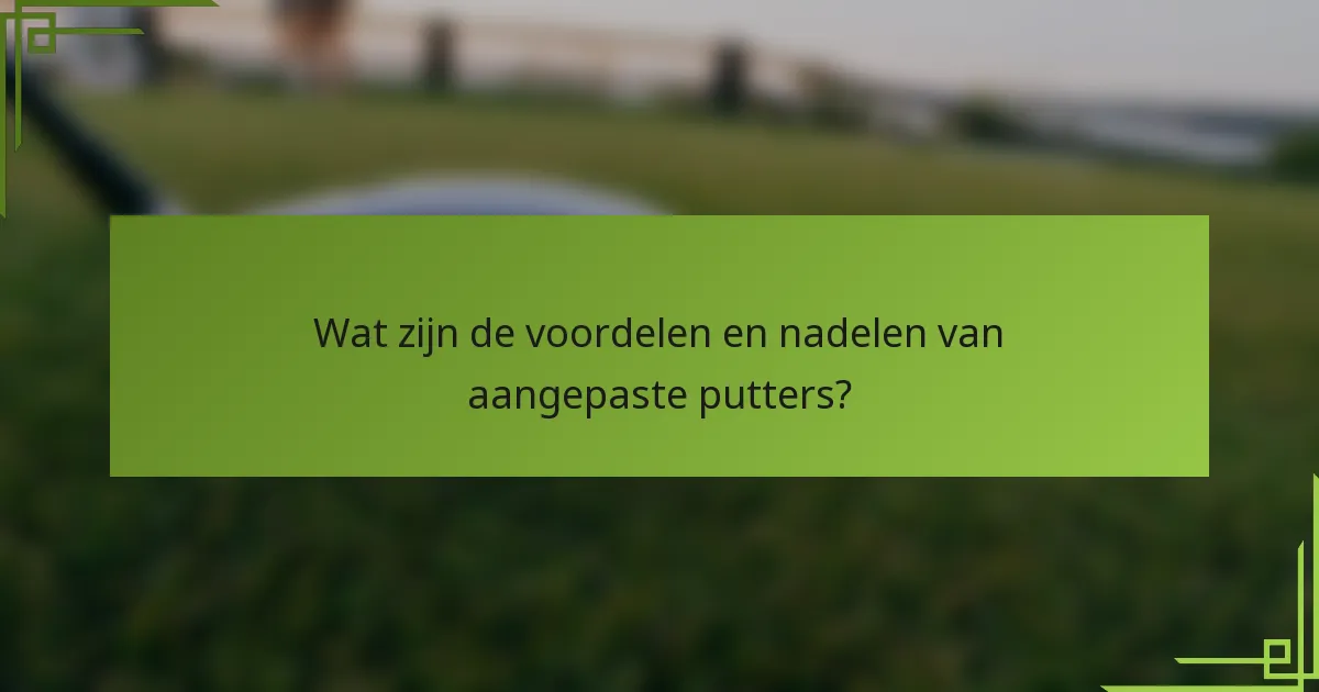 Wat zijn de voordelen en nadelen van aangepaste putters?