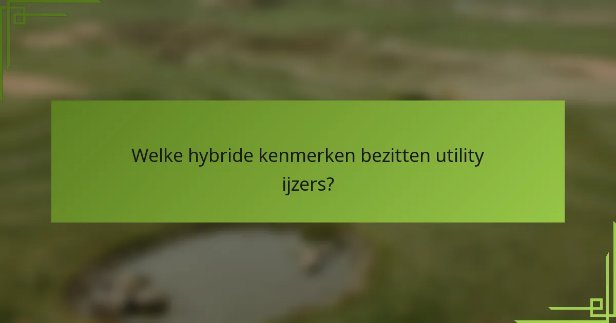 Welke hybride kenmerken bezitten utility ijzers?