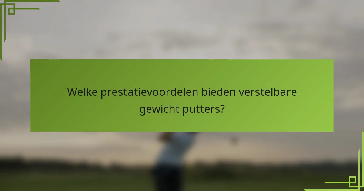 Welke prestatievoordelen bieden verstelbare gewicht putters?